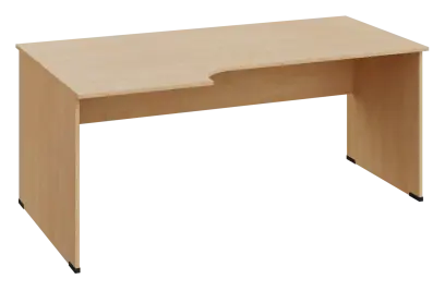 ERL 28 - 186 stůl kancelářský, rohový, levý, dřevěná podnož, deska 25 mm, široký 1800 mm, bříza světlá